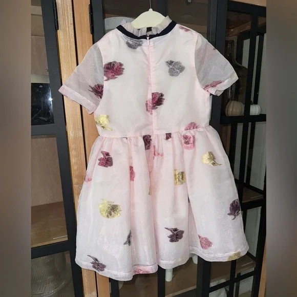 Hucklebones London dress empire bows organza formal metallic blush toddler girls - Picture 2 of 9